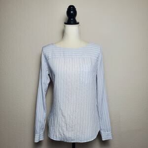 LOFT Women's White Striped Top Small